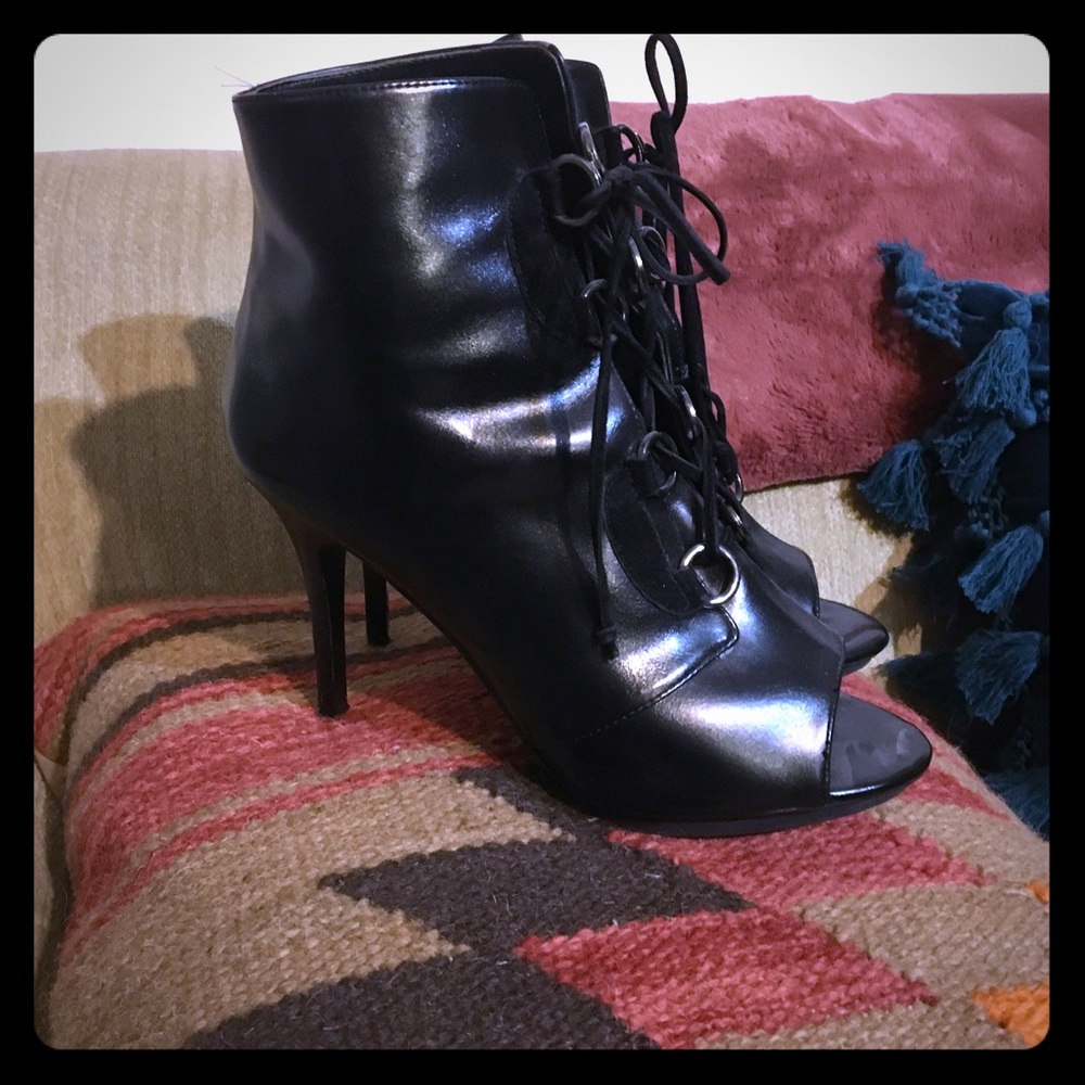 Black Peep Toe Booties